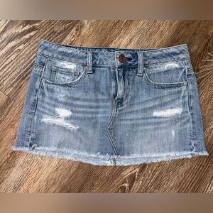 Denim Distressed Mini Skirt